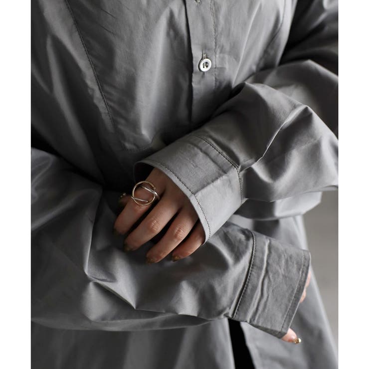 スタンドカラーデザインシャツ レディース 長袖 秋冬 スリット 20代 30代 | relaclo | 詳細画像17 