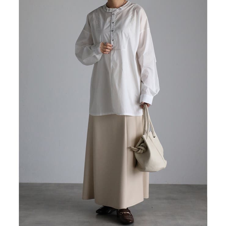 スタンドカラーデザインシャツ レディース 長袖 秋冬 スリット 20代 30代 | relaclo | 詳細画像9 