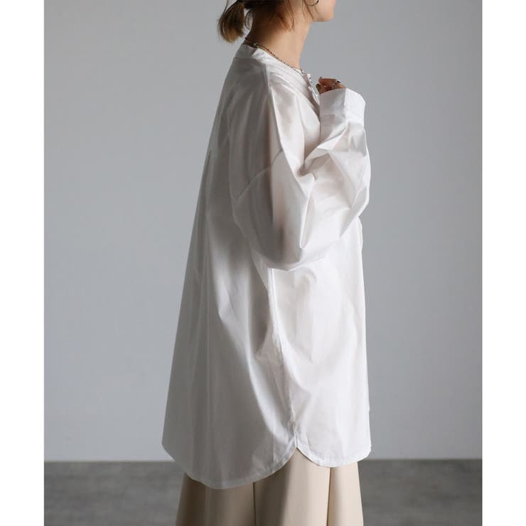 スタンドカラーデザインシャツ レディース 長袖 秋冬 スリット 20代 30代 | relaclo | 詳細画像10 