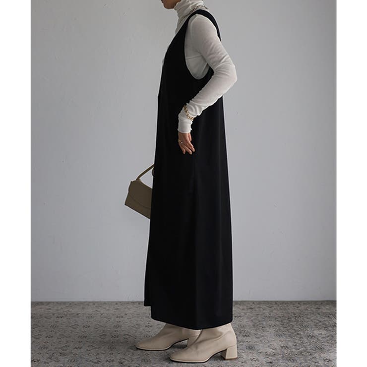 前後2Way ポンチ素材ジャンパースカート レディース | LAPULE  | 詳細画像17 