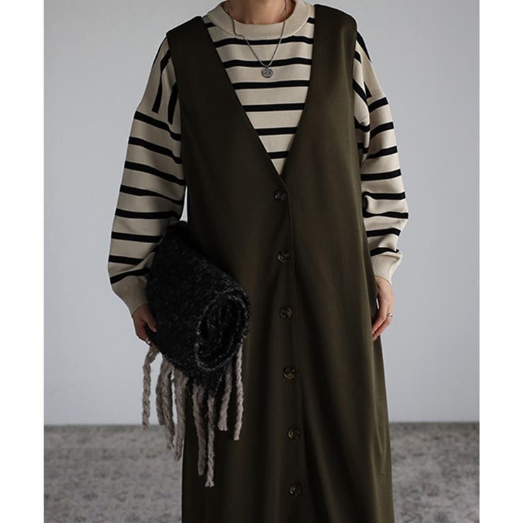 前後2Way ポンチ素材ジャンパースカート レディース | LAPULE  | 詳細画像5 