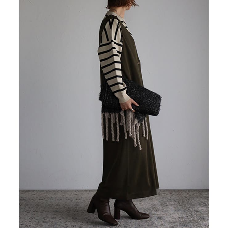 前後2Way ポンチ素材ジャンパースカート レディース | LAPULE  | 詳細画像7 