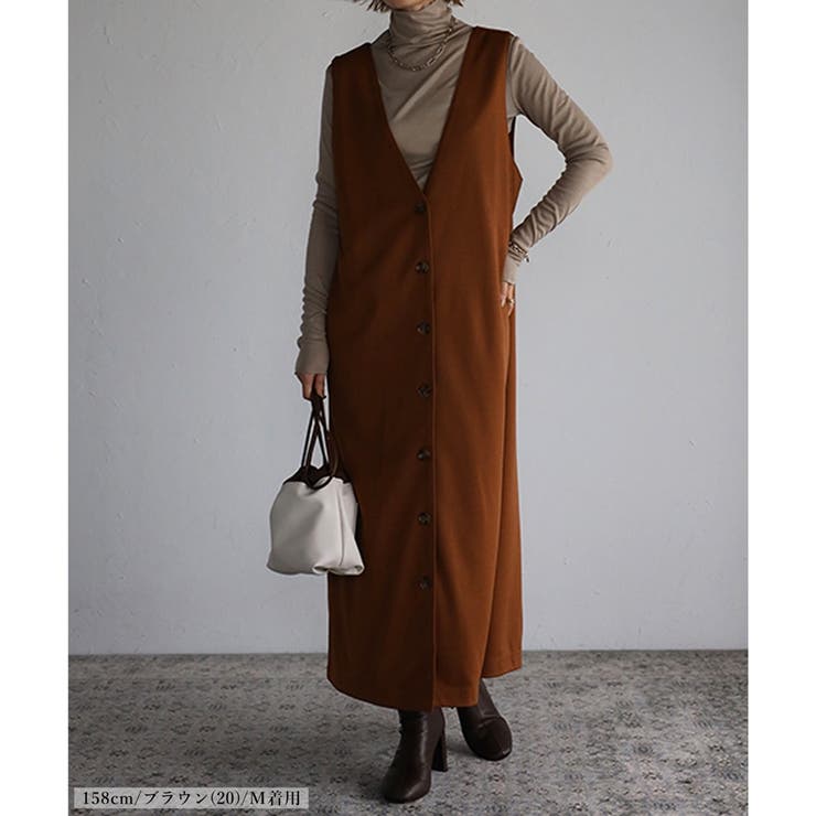 前後2Way ポンチ素材ジャンパースカート レディース | LAPULE  | 詳細画像9 