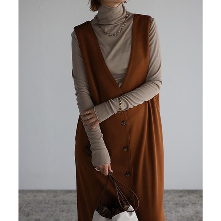 前後2Way ポンチ素材ジャンパースカート レディース | LAPULE  | 詳細画像10 