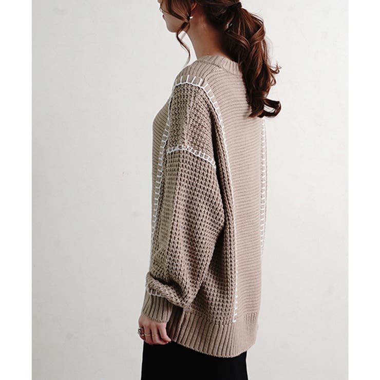 ステッチ プルオーバーニット ブランケットステッチ[品番：RLCW0004416