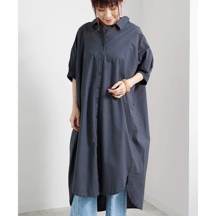 シャツワンピース 春 ロングシャツ | LAPULE  | 詳細画像14 