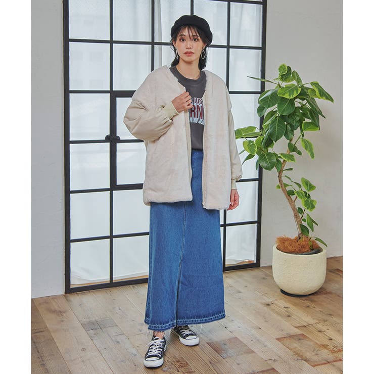 フェイクファーコート レディース ノーカラー | LAPULE  | 詳細画像7 