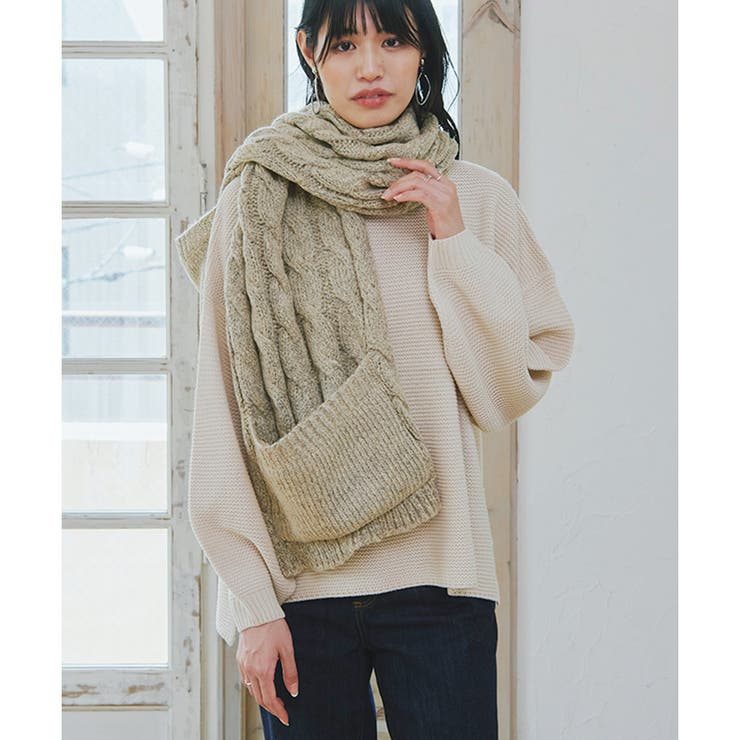 ニットストール ケーブルニット マフラー[品番：RLCW0004752]｜relaclo 