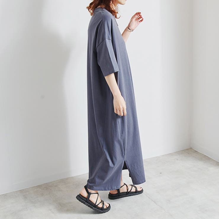 Tシャツ ワンピース 半袖[品番：SKLW0002990]｜LAPULE