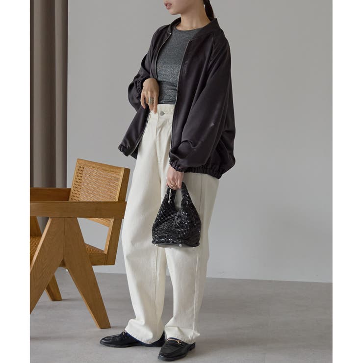 サテンライクオーバーサイズブルゾン レディース アウター | LAPULE  | 詳細画像15 