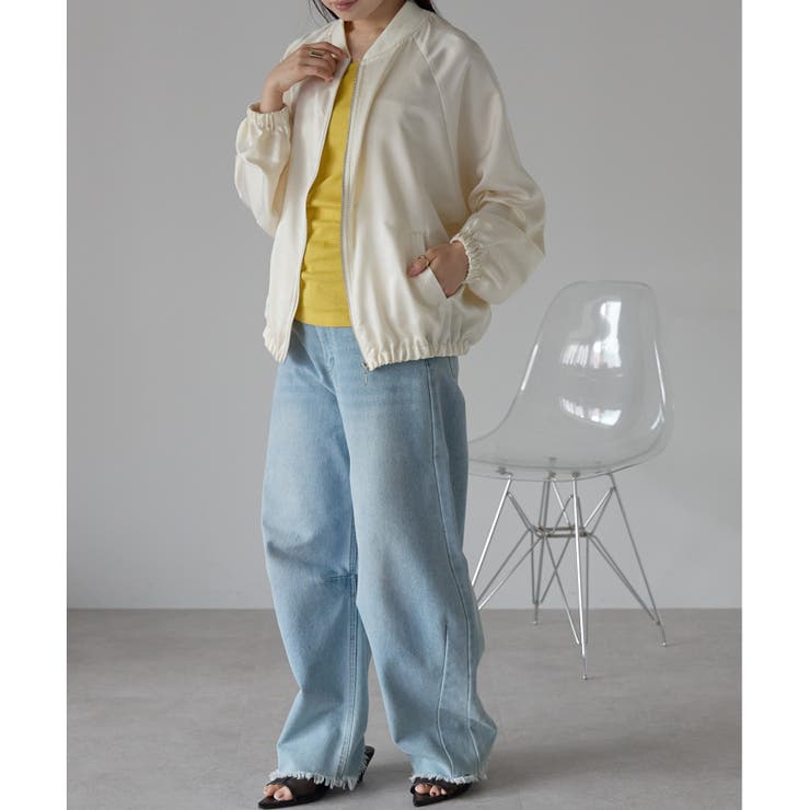 サテンライクオーバーサイズブルゾン レディース アウター | LAPULE  | 詳細画像17 