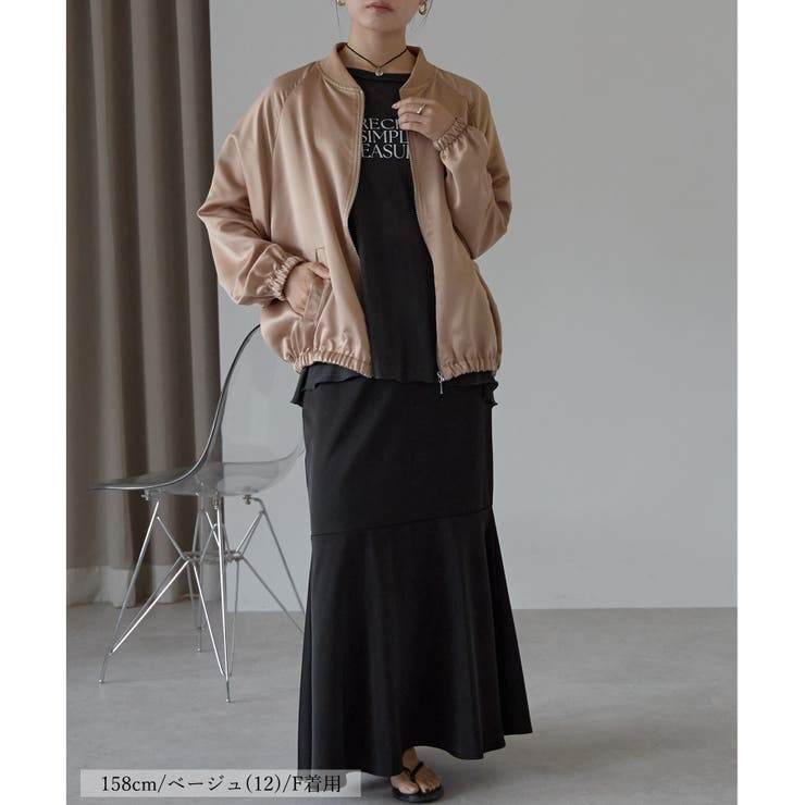 サテンライクオーバーサイズブルゾン レディース アウター | LAPULE  | 詳細画像6 