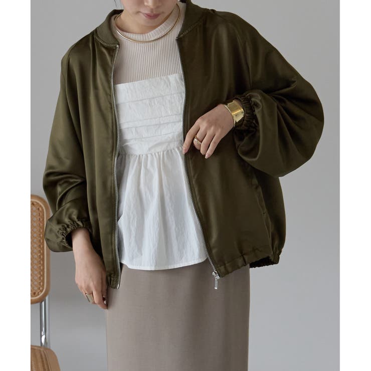 サテンライクオーバーサイズブルゾン レディース アウター | LAPULE  | 詳細画像8 