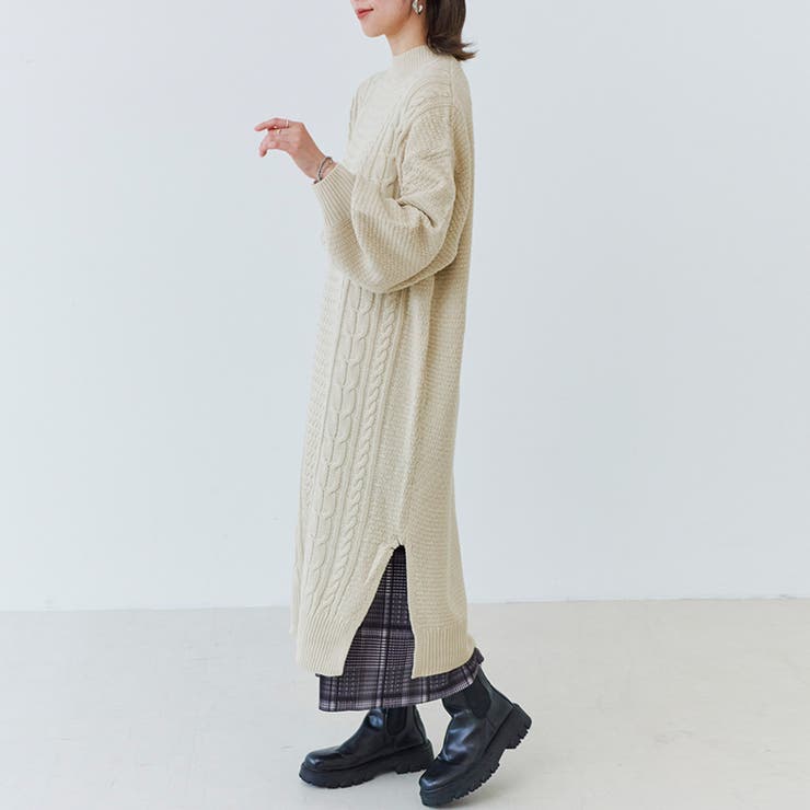 louren ロングニットワンピース ニットワンピース ロングワンピース レディース 長袖 冬 ロング