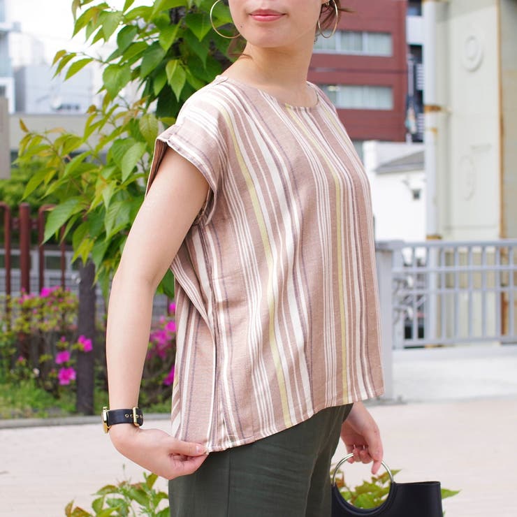 セットアップカジュアル半袖ファッションゆる着ゆったり体型カバー麻ワイドパンツスト… | LAPULE  | 詳細画像13 