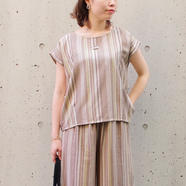セットアップカジュアル半袖ファッションゆる着ゆったり体型カバー麻ワイドパンツスト… | LAPULE  | 詳細画像19 