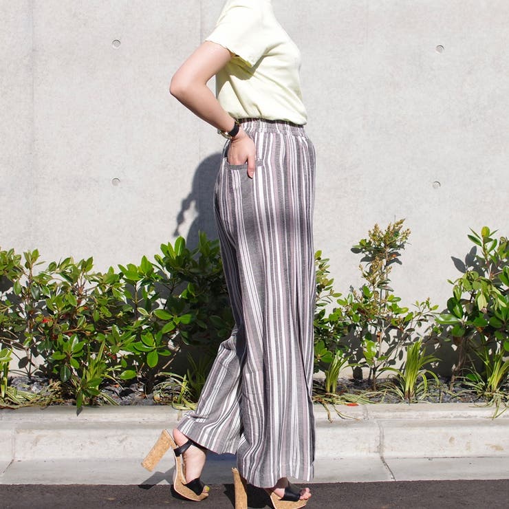 セットアップカジュアル半袖ファッションゆる着ゆったり体型カバー麻ワイドパンツスト… | LAPULE  | 詳細画像6 