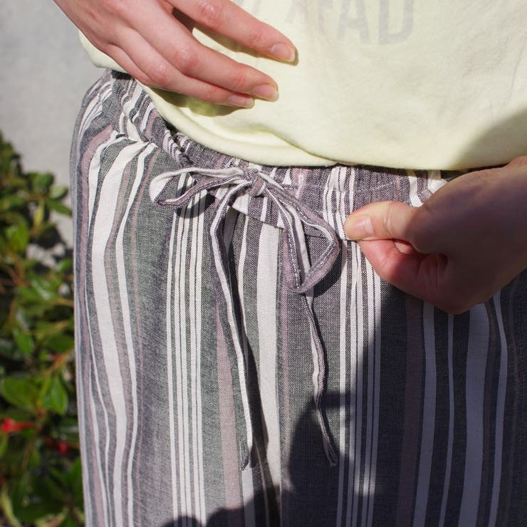 セットアップカジュアル半袖ファッションゆる着ゆったり体型カバー麻ワイドパンツスト… | LAPULE  | 詳細画像9 