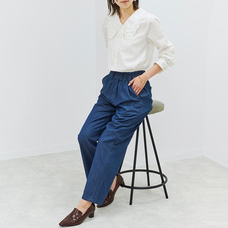 ワイドパンツゆったりオフィスカジュアルベイカーパンツボトム綿麻春夏シンプルM大き… | LAPULE  | 詳細画像6 