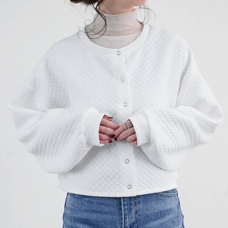 カーディガンキルティングショートカーデボリューム袖セットアップレディースファッション冬春30代20代40代ゆったり大きめ