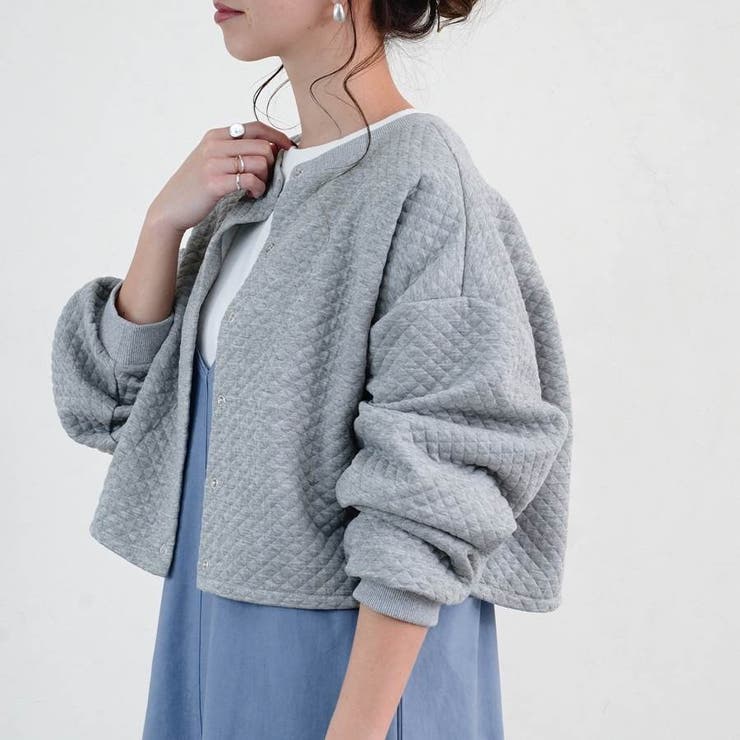カーディガンキルティングショートカーデボリューム袖セットアップレディースファッション冬春30代20代40代ゆったり大きめ