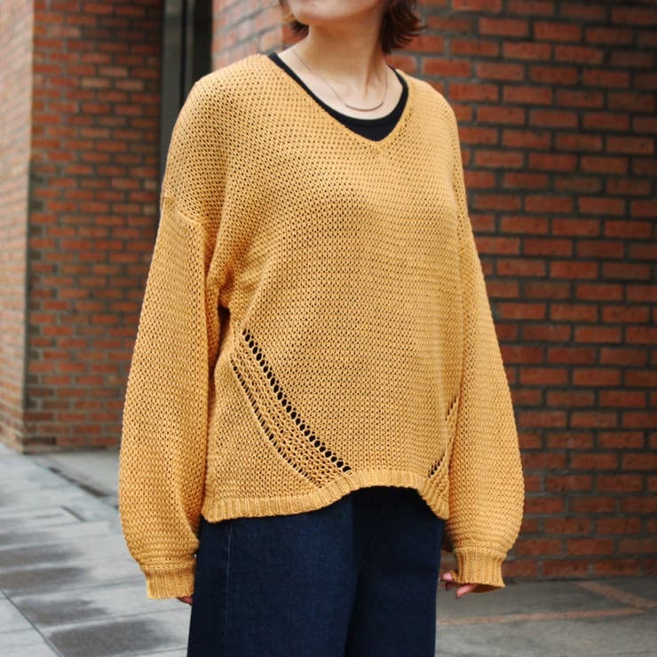 ニット30代透かし編みセーターシンプルカジュアルコットンニットトップスvネックゆ 品番 Sklw0001468 Lapule ラピュレ のレディースファッション通販 Shoplist ショップリスト