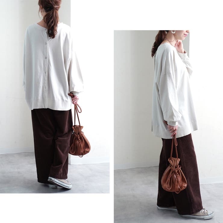 トップスカーディガン長袖スウェット裏毛2Way前後2way冬春ゆったり大きいサイ… | LAPULE  | 詳細画像4 