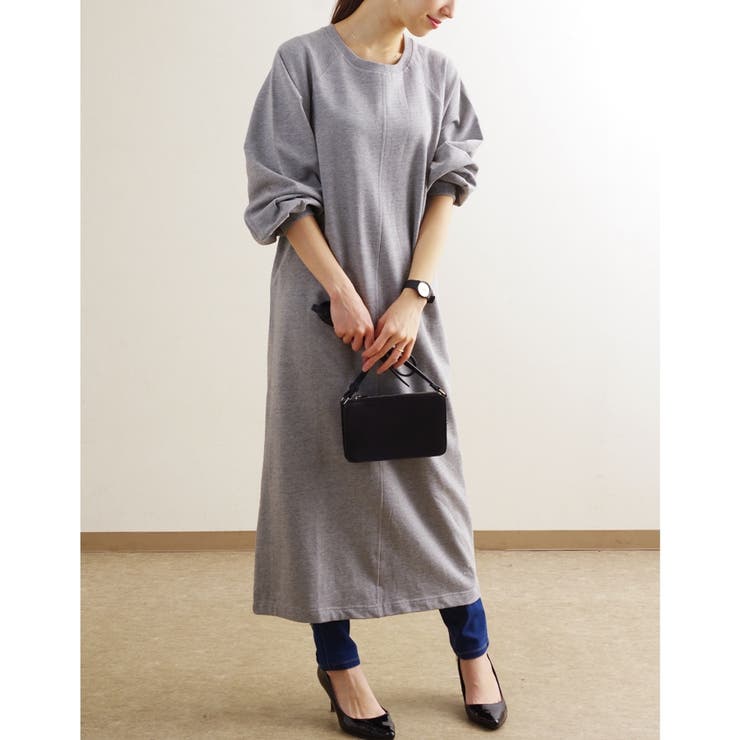 ワンピーススウェットワンピースロングワンピース冬ゆったり大きめ体型カバーカジュア… | LAPULE  | 詳細画像12 