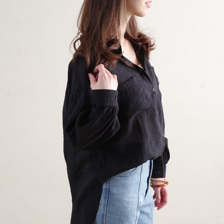 シャツブラウス長袖シアーシャツゆったり大きいサイズ体型カバー透け素材きれいめ韓国… | LAPULE  | 詳細画像16 