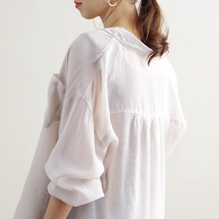 シャツブラウス長袖シアーシャツゆったり大きいサイズ体型カバー透け素材きれいめ韓国… | LAPULE  | 詳細画像9 