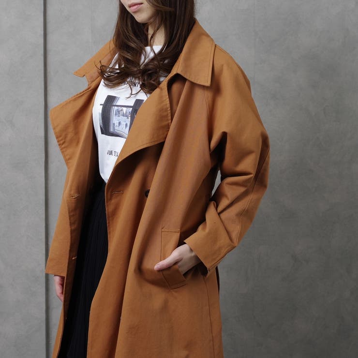 スプリングコートトレンチコートゆったり体型カバーオーバーサイズ通勤アウターロング… | LAPULE  | 詳細画像5 