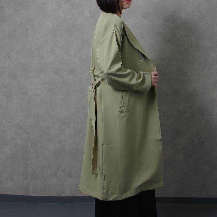 トレンチコートスプリングコートゆったり体型カバー通勤アウターロング
