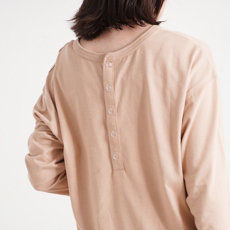 トップス長袖ロンT 冬春ゆったり体型カバーバックヘンリーバックデザインサイドスリ… | LAPULE  | 詳細画像6 