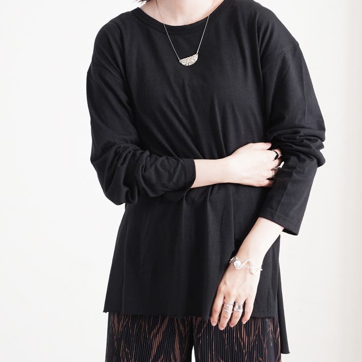 トップス長袖ロンT 冬春ゆったり体型カバーバックヘンリーバックデザインサイドスリ… | LAPULE  | 詳細画像9 