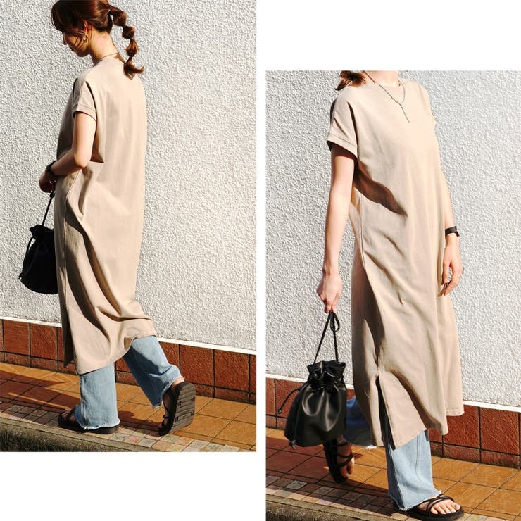 ワンピース体型カバーTシャツワンピロングワンピボーダー綿100シンプルカジュアル… | LAPULE  | 詳細画像5 