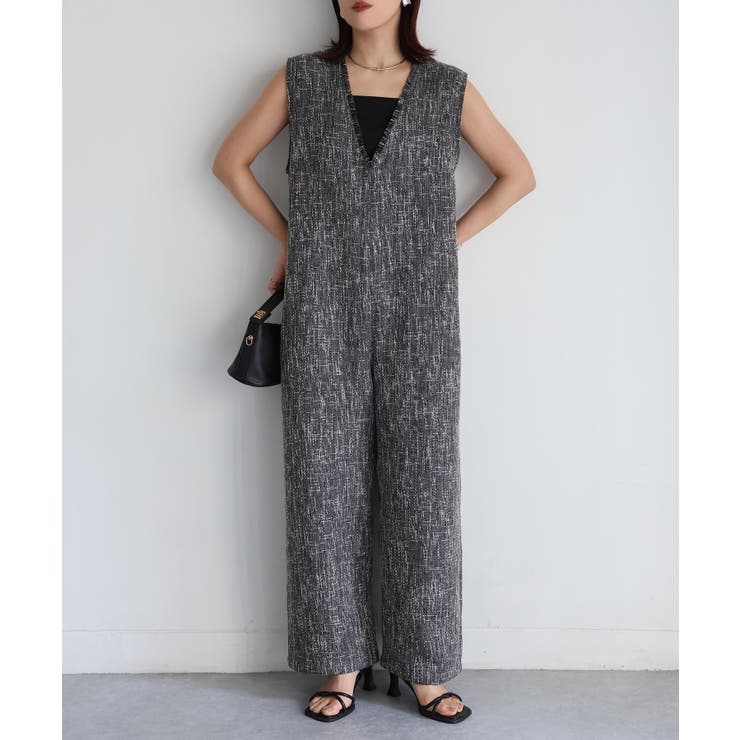 深Vネックツイードサロペット | Riberry | 詳細画像2 