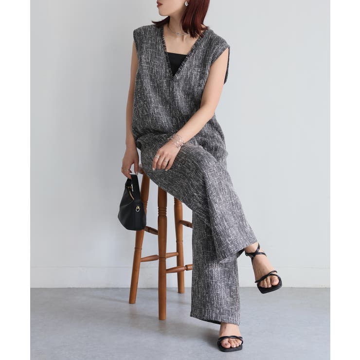 深Vネックツイードサロペット | Riberry | 詳細画像5 