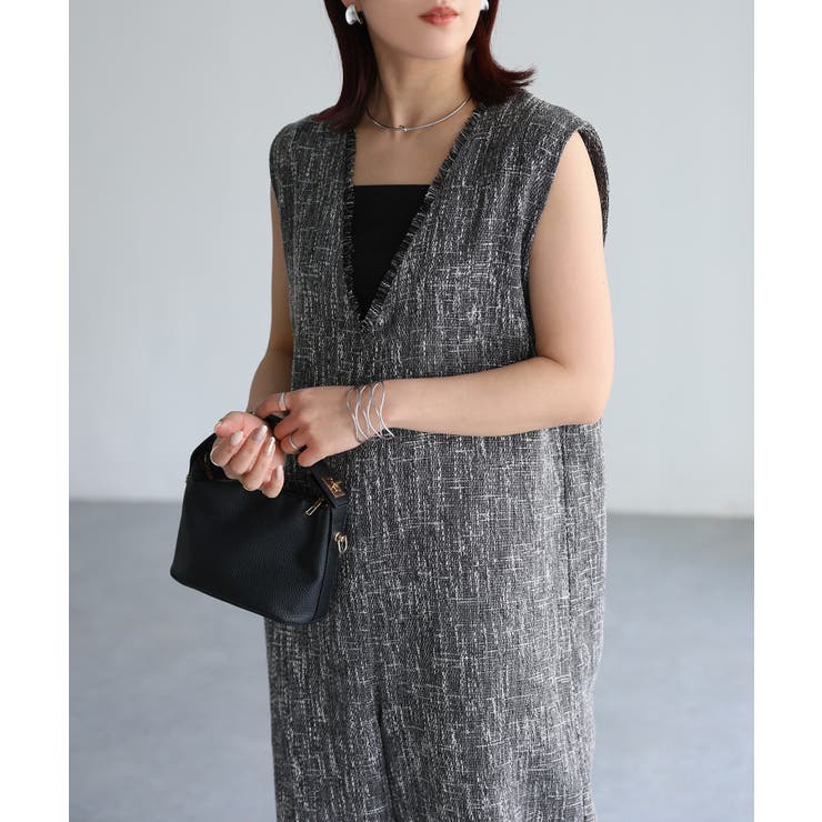 深Vネックツイードサロペット | Riberry | 詳細画像6 