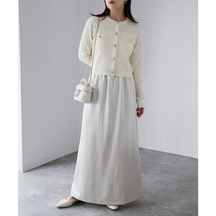 金ボタンケーブルニットカーディガン[品番：RBRW0000048]｜Riberry