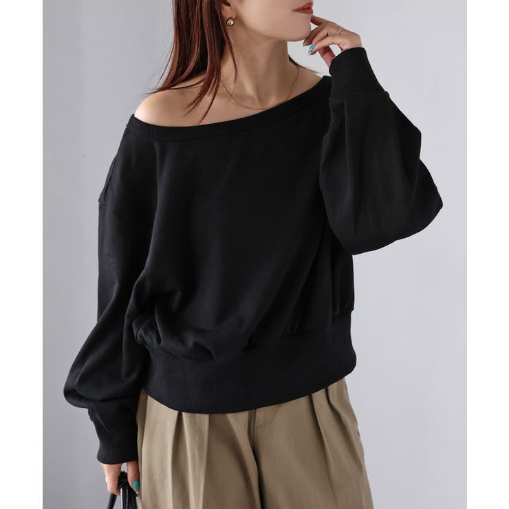 裏毛オフショルダースウェットトップス | Riberry | 詳細画像13 