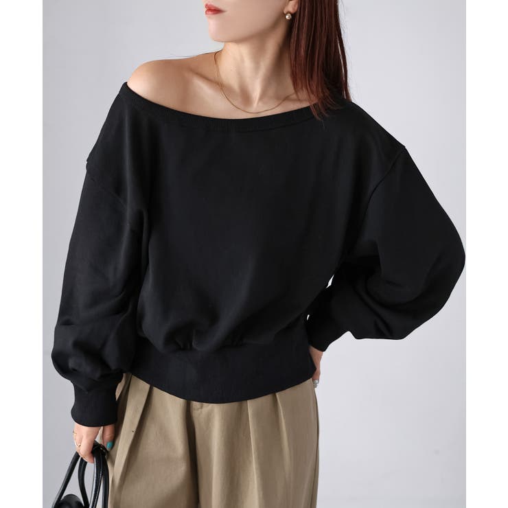 裏毛オフショルダースウェットトップス | Riberry | 詳細画像14 