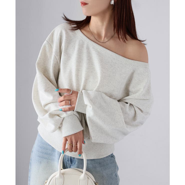 裏毛オフショルダースウェットトップス | Riberry | 詳細画像17 