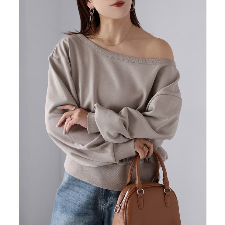 裏毛オフショルダースウェットトップス | Riberry | 詳細画像2 