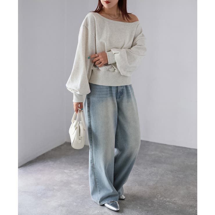 裏毛オフショルダースウェットトップス | Riberry | 詳細画像20 