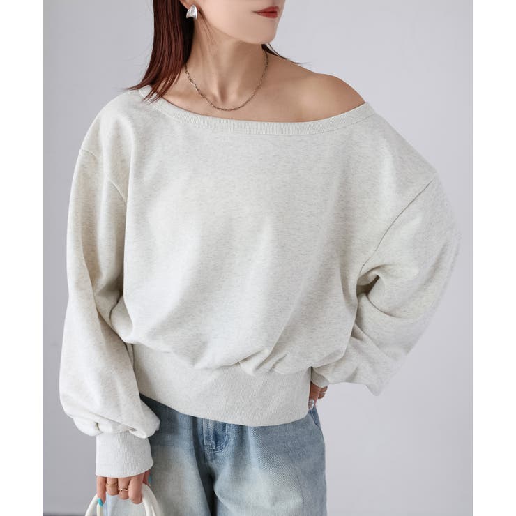 裏毛オフショルダースウェットトップス | Riberry | 詳細画像21 