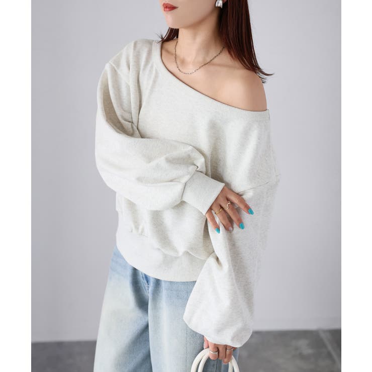 裏毛オフショルダースウェットトップス | Riberry | 詳細画像22 