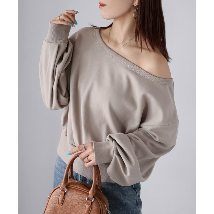 裏毛オフショルダースウェットトップス | Riberry | 詳細画像5 