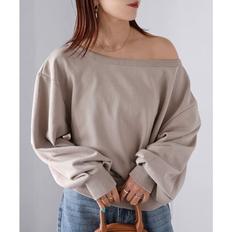 裏毛オフショルダースウェットトップス | Riberry | 詳細画像6 