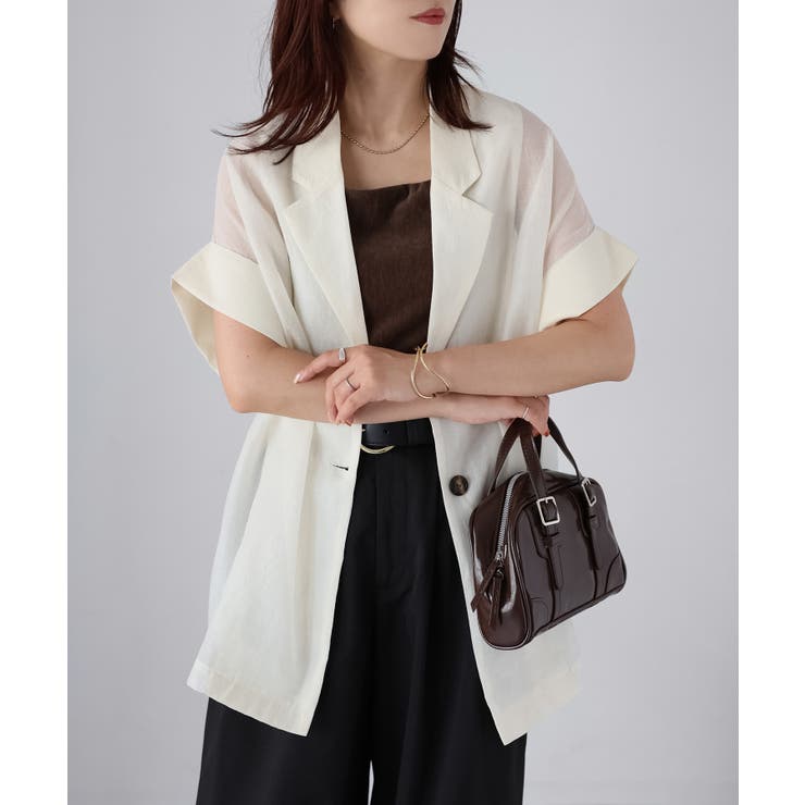 シアー半袖シャツジャケット | Riberry | 詳細画像14 