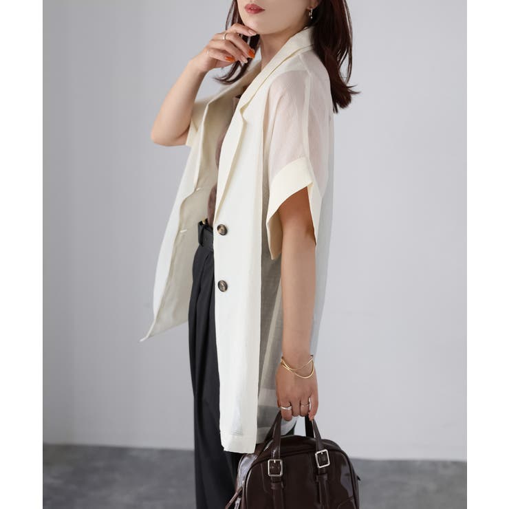 シアー半袖シャツジャケット | Riberry | 詳細画像15 